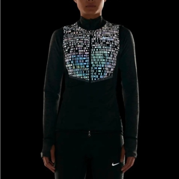 Nike Aeroloft Vest M Flash Reflective Lightweight Running Safety Black Tactical - Picture 1 of 16